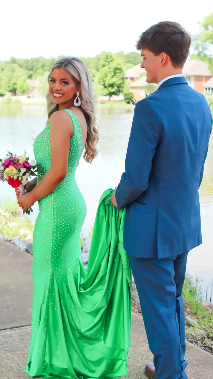 Luolandi Green One Shoulder Mermaid Long Prom Dress Formal Party Dress Charming Evening Dress